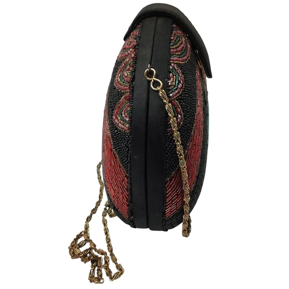 Bob Mackie Vintage Purse Glass Beaded Rainbow Dome Clutch Art Deco Boho SEE - Picture 4 of 13